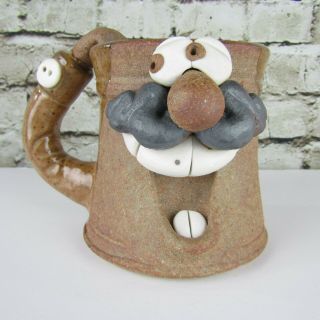 Vintage Stoneware Mug 3d Face 12 Oz Pottery Clay Funny Handmade