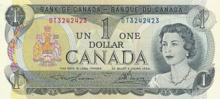 Bank Of Canada 1 Dollar 1973 Ot3242423 Radar Note - Unc
