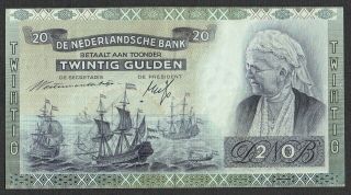 Netherlands 20 Gulden 1941 Vf/xf Queen Emma / Man - O - War P54