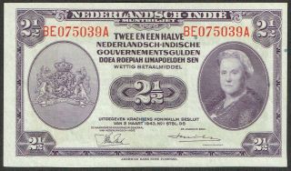 Netherlands Indies 2½ Gulden 1943 Au/unc Muntbiljet Indonesia Abnc P112