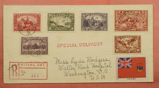 1935 Canada Fdc Pictorials To 50c Ottawa Registered Special Delivery,  Label
