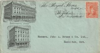 Newfoundland To Canada St Johns Qv 3c Alexandria Royal Stores Illustrated 1918