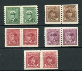 Canada 1942 - 48 Coil Imperf X Perf 8 Fine Mlh Pairs Sg389/93