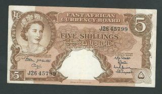 East Africa 5 Shillings 1961 Pik - 41a Queen Elizabeth Ii Vf