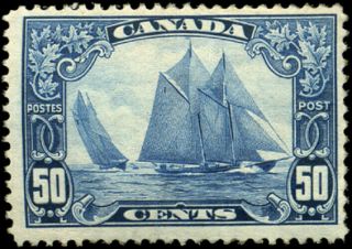 Canada 158 F - Vf Og Nh Dg 1929 Scroll Issue 50c Dark Blue Bluenose