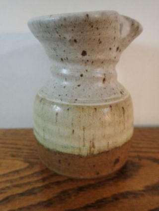 Vintage Small Handmade Stoneware Pottery Pitcher Creamer Vase 5 X 3.  5 Unsigned