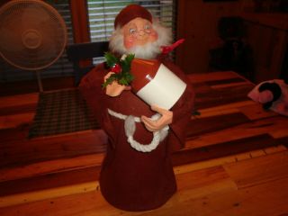 Large Annalee Monk 1981 Holding A Pottery Whiskey Jug Hand Painted Made In Usa