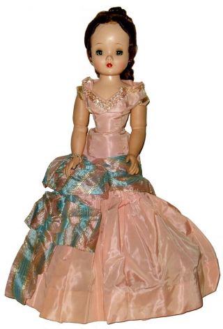 1955 Madame Alexander Cissy Doll 2100 In Htf Mauve Torso Gown