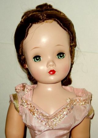 1955 Madame Alexander CISSY Doll 2100 in HTF Mauve Torso Gown 3