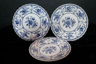 Johnson Bros Indies Pattern Set Of 3 - 6 1/4 " Plate Saucer Blue & White Vintage