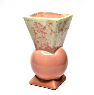 Vintage Art Deco Brush Mccoy Pink Vase 704 Usa Pottery