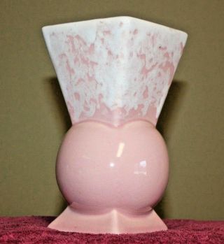 Vintage Art Deco Brush McCoy Pink Vase 704 USA Pottery 2