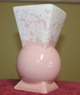 Vintage Art Deco Brush McCoy Pink Vase 704 USA Pottery 3