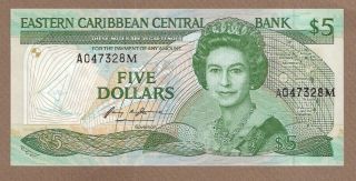East Caribbean States: 5 Dollars Banknote,  (unc),  P - 18m,  1986,