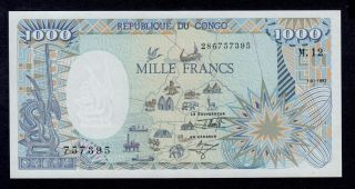 Congo Republic 1000 Francs 1992 Pick 11 Unc.