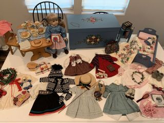 Retired American girl doll Kirsten with trunk,  outfits,  furniture,  accessories 3