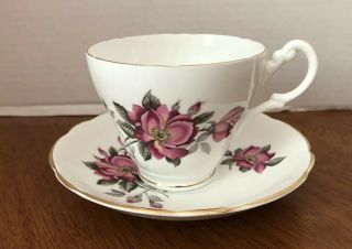 Royal Ascot Bone China Tea Cup And Saucer Pink Flowers Made In England