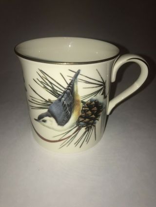 Lenox Winter Greetings Porcelain Coffee Mug - Nuthatch - Gold Trim -