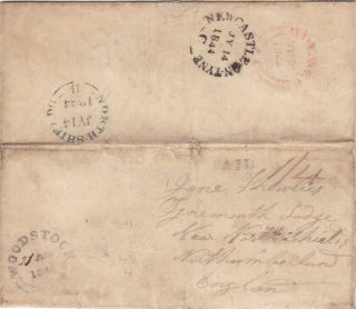 Canada 1844 Entire Letter Woodstock Uc To North Shields Uk Paid 1/4 Rate