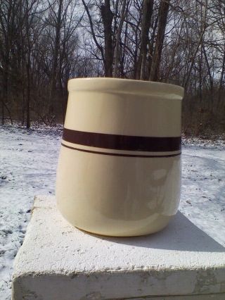 Vintage McCoy Crock Pottery Beige Brown Bean Pot Chili Soup Zuppa Jar Tureen 3