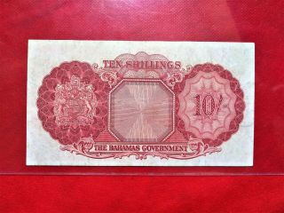 1953 Bahamas 10 Shillings Old Banknote 2