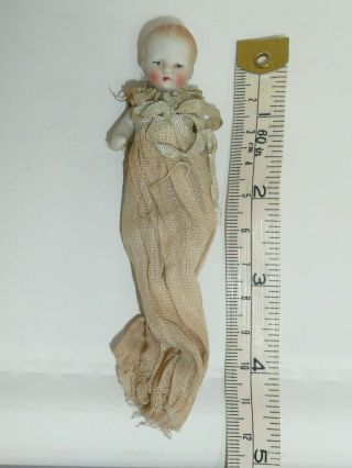 2 " Antique German Bisque Baby W/molded Hair