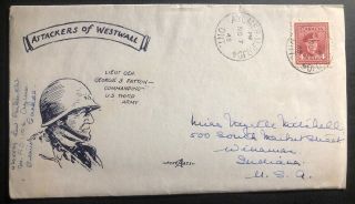 1945 Aylmer Camp Canada Patriotic Cover To Usa Attackers Of Westwall Gen Patton