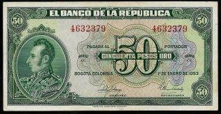 Colombia - 50 Pesos 1953 - Xf/au - Sucre