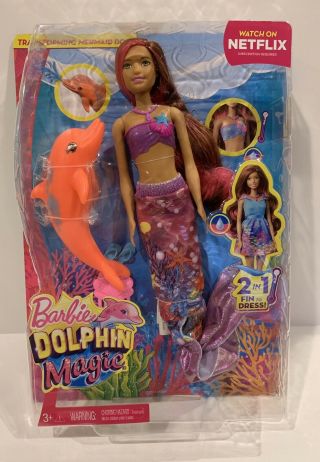 Lovely Barbie Dolphin Magic Transforming Mermaid 2 In 1 Fin To Dress Doll