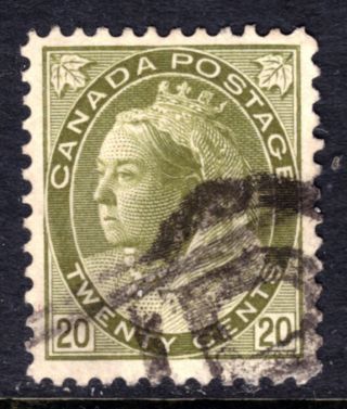 Canada 84 20c Olive Green,  1900 Qv Numeral,  Vf,  " R " Cancel