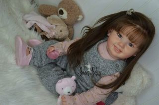 READY TO SHIP Reborn Toddler Doll Baby Girl Cammi By Ping Lau Brown Hair 3