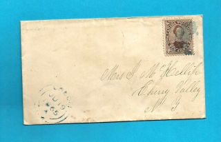 Canada,  10 Cent Albert,  Scott 17 On 1865 Credit,  Uc In Blue Cover To Us A2