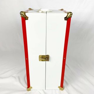 16 Inch Doll Trunk - White With Red Trim -.  Measures 16 X 8 X 8