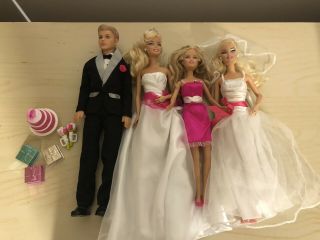 Barbie I Can Be A Bride Groom Wedding Party Set W/ Extra Bride & Clothes