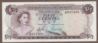 1965 Bahamas 1/2 Dollar Note Unc