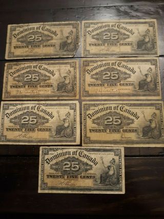 7 - 25 Cent Dominion Of Canada Set 1900 - Shin - Plaster Fractionals Mostly Vg 14