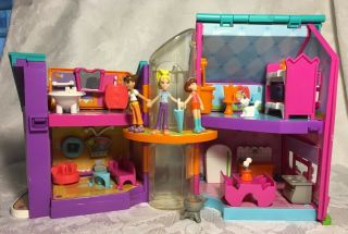 2002 Polly Pockets Hangin Out House Mattel Magnetic Toy 3 Mini Dolls & Furniture