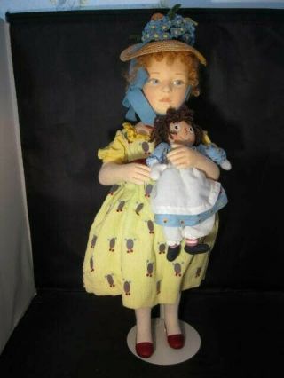 17 " R.  John Wright Felt Doll Marcella & Raggedy Ann Limited Edition 105 Of 250