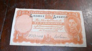 Commonwealth Of Australia 10 Shillings Bank Note