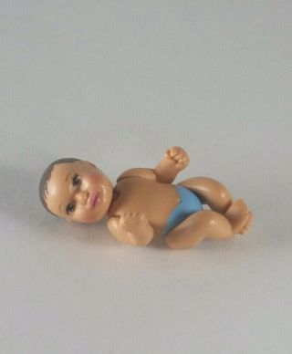 Barbie Pregnant Midge Happy Family Newborn Baby 2 " Doll Blue Boy Fits In Belly