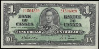 1937 Bank Of Canada $1 Au Banknote - S/n: O/l1594329