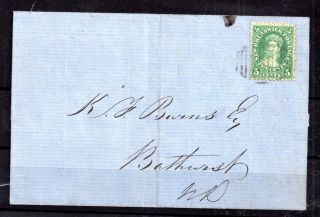 Canada Brunswick 1866 5c Green On Cover To Bathurst Ws15380