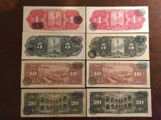 1943 - 1967 1,  5,  10 & 20 Peso,  Banco de Mexico (8 Notes) CRISP 2