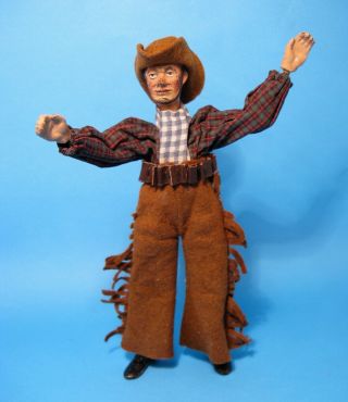Rare 1922 Silent Movie Western Cowboy Bucherer/saba Swiss Metal Jointed Doll