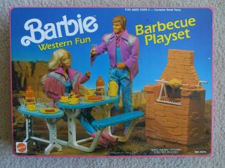 1989 Barbie Western Fun Barbecue Playset.  Box.