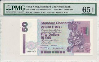 Standard Chartered Bank Hong Kong $50 1999 Prefix Aa Pmg 65epq