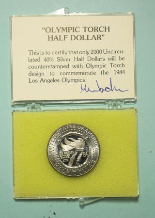 1968 - D Kennedy 40 Silver Half Dollar Counter - Stamped 1984 La Olympic Torch &coa