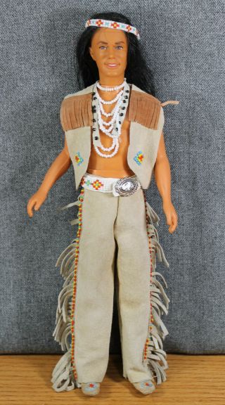 Handmade Barbie Doll Clothes Leather Native American Outfit Complete With Bead W