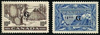 Canada 1950 - 51 Canada Fur And Fish Resources Official Stamps Scott O26 - 27 Mnh