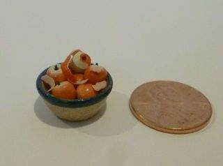 Jane Graber Miniature Stoneware Bowl Filled With Apples One Being Peeled 1988